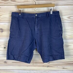 Faherty Shorts Mens 37‎ in Linen Cotton Travel Preppy Navy Chino